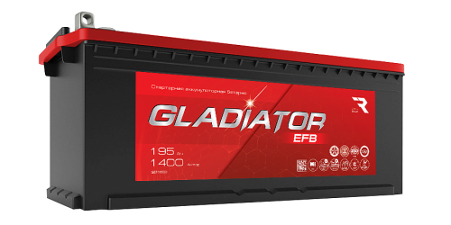 Аккумулятор GLADIATOR EFB 195Ah 1400А пр. пол под болт (- +) 513x223x223