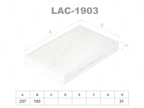 LYNXauto Фильтр салонный LAC1903 (CU1629, K1230)