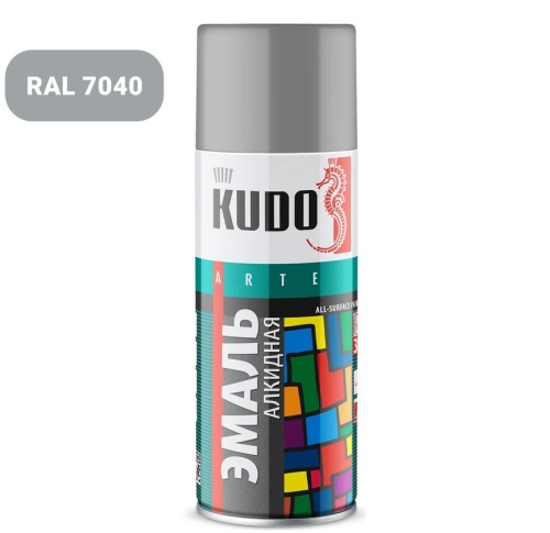 KUDO Краска спрей универсальная серая (520мл) KU1018