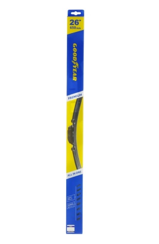 Бескаркасная щетка стеклоочистителя Goodyear PREMIUM 26"/65 cm всесезонная, 9 переходников GY000446