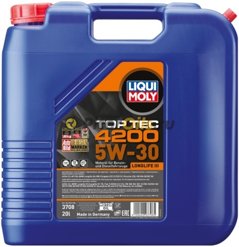 LIQUI MOLY масло моторное Top Tec 5W-30 (20л) 4200/3708