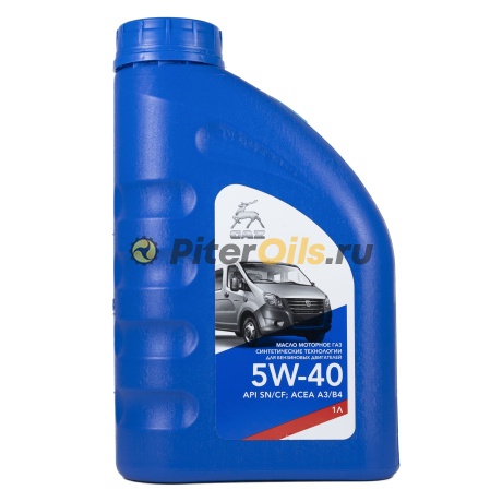 ГАЗ Масло моторное 5w40 A3/B4, SN/CF (1л) ГАЗ5W40К1Л