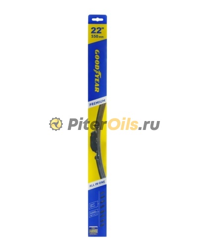 Бескаркасная щетка стеклоочистителя Goodyear PREMIUM 22"/55 cm всесезонная, 9 переходников GY000442
