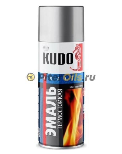 KUDO Краска спрей термостойкая серебристая (520мл) KU5001