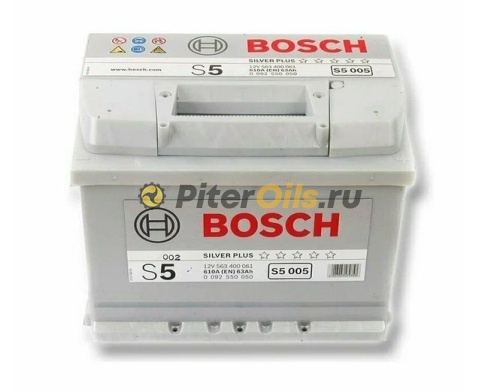 Аккумулятор BOSCH S5 005 Silver Plus 63Ah 610A 242x175x190 0092S50050 (- +)