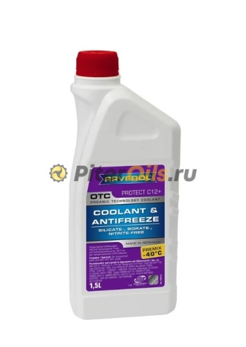 Антифриз RAVENOL OTC Protect C12+ Premix -40C (готовый) красный 1.5л 4014835755512